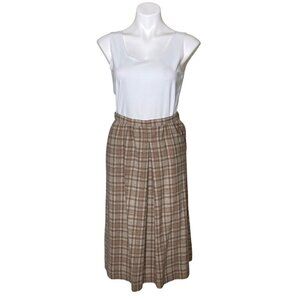 Pendleton Vintage Beige Plaid 100% Virgin Wool Pencil Skirt, Women's Size 10